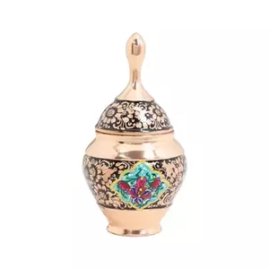 قندان سیبی ترکیبی الماس تراش و مس و پرداز سبز آبی سایز 16 - اصفهان خانمان مدل 345068