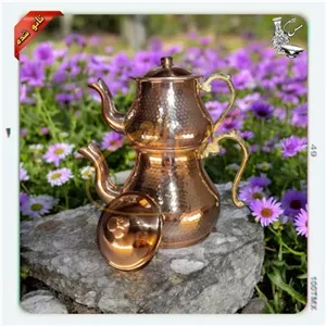 کتری و قوری مسی دسته برنجی - نانو شده - مدل کلاسیک - فروشگاه خانمان مدل 340477