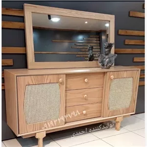 آینه کنسول چوبی حصیری نگین خانمان مدل 311035