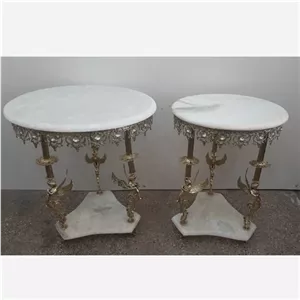میز خاطره سماور دکوری برنز پایه سنگی فرشته ملکه سنگ مرمر خانمان مدل 316248