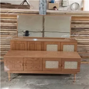 آینه کنسول ست میز تی وی حصیری لوکس خانمان مدل 317063