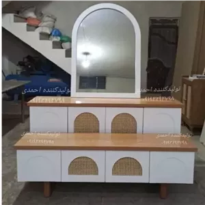 آینه کنسول ست میز تی وی حصیری لوکس خانمان مدل 315629