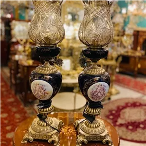 آباژور لمپا چینی برنز چراغ نفتی گردسوز خانمان مدل 327973