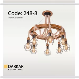 لوستر8 شعله چوبی دارکار مدل آبشار خانمان مدل 349439