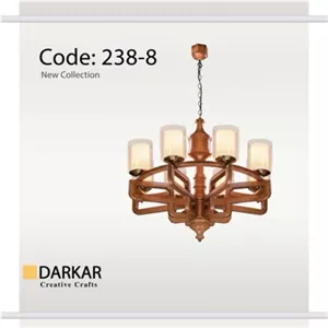 لوستر8 شعله چوبی دارکار مدل روژان خانمان مدل 349906