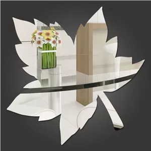 آینه دکوراتیو مولتی استایل، طرح برگ، در دو رنگ طلایی و نقره ای، سایز 40 سانت خانمان مدل 336763
