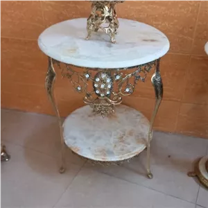 میز برنز گل رز پایه ماهی سایز 45 خانمان مدل 316945