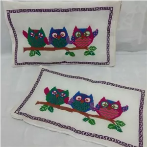 یک جفت کوسن شماره دوزی طرح جغد و شاخه درخت خانمان مدل 363054
