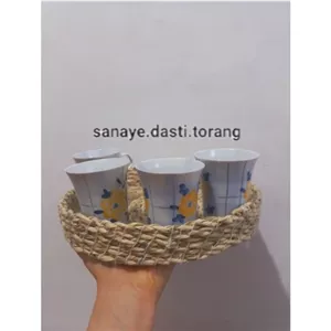 سینی حصیری.ظرف حصیری.ظرف نظن دهنده حصیری.ظرف پذیرایی حصیری. خانمان مدل 348244