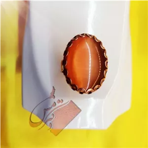 انگشترمسی سنگ چشم گربه عین الهررنگ نارنجی خانمان مدل 341695