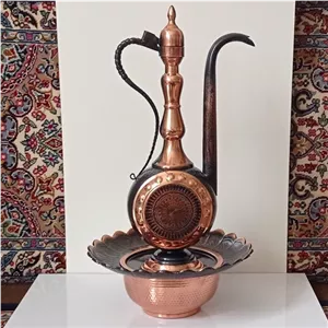 آفتابه لگن مسی سیاه قلم طرحدار نانو شده خانمان مدل 343566