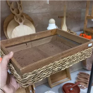 سینی رایزر،دور حصیری،بدون دسته،طول30،عرض22، عمق7سانت خانمان مدل 348397