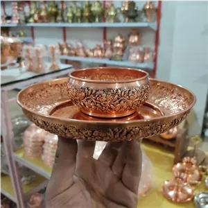 پیش دستی12 تایی زیبای مسی اطلس نانو گل برجسته خانمان مدل 339740