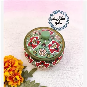 قندان میناکاری زمینه سبز خانمان مدل 340080 