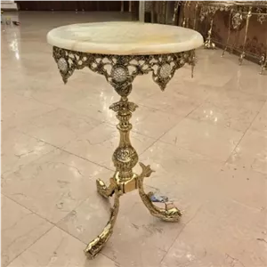 میز تلفن میز خاطره 3 پایه ماهی برنز گل میز برنزی خانمان مدل 315147 