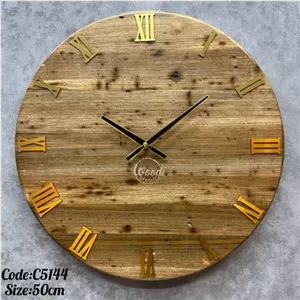 ساعت دیواری چوبی روستیک قطر 50 سانت کد C5144 چوب گردو تمام صفحه خانمان مدل 340228
