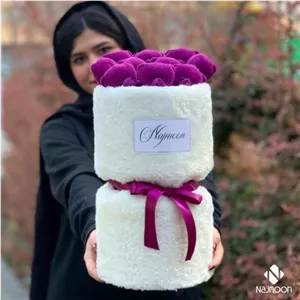 بوکت خرسی بنفش سلطنتی لاکچری مناسب کادویی خانمان مدل 371849
