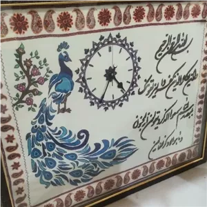 تابلو طاووس و ساعت پته خانمان مدل 363605