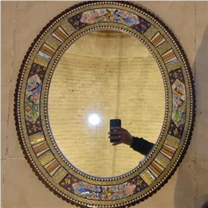 آینه بیضی نقاشی  خاتم خانمان مدل 338327 