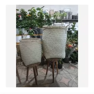 پک دوتایی گلدان حصیری بزرگ-کاور حصیری خانمان مدل 346600