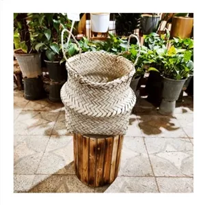 گلدان حصیری خمره ای ارتفاع20تا25سانت-کاور حصیری خانمان مدل 346601