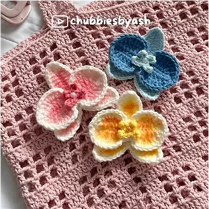 گیره مو بافتنی طرح گل ارکیده خانمان مدل 364085