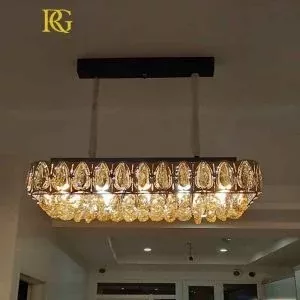 لوستر لاینر بدنه استیل با کریستال بامبو خانمان مدل 349265