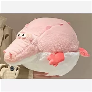 عروسک تمساح چاق صورتی خانمان مدل 367004