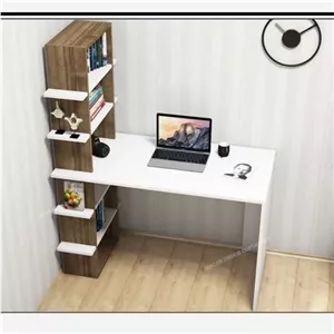 میزتحریر، کتابخانه، میز لپ تاپ، میز چوبی، شلف خانمان مدل 313457