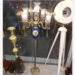 چلچراغ کنار سالنی چینی برنز آباژور شمعدان ایستاده برنز 5 شعله آنتیک خانمان مدل 327335
