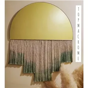 آینه دکوراتیو بوهو کار شده با نخ مکرومه ورنگ آمیزی شده با رنگ طبیعی خانمان مدل 366186