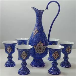 میناکاری سرویس جام و پارچ جنس مس خانمان مدل 344710