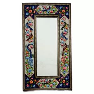 آئینه خاتم کاری و مینیاتور 20 در 34 سانتی متری دیوارکوب و رو میزی خانمان مدل 345251 