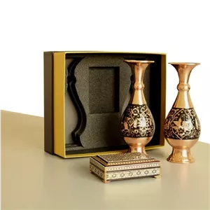 ست مدیریتی گلدان الماس تراش و جعبه خاتم کد 0012 خانمان مدل 349697