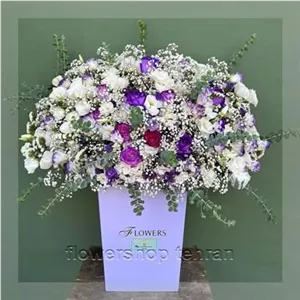 باکس گل رز هفت رنگ مناسب شرکت‌ها، مطب‌ها و فضاهای اداری