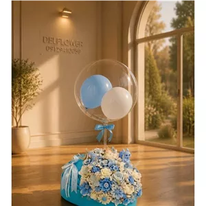 باکس گل کریر نوزاد | خرید گل تبریک تولد نوزاد با کریر