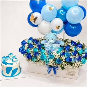 باکس گل و کیک نوروز برای مدیر؛ هدیه‌ای رسمی، شیک و محترمانه برای تبریک سال نو