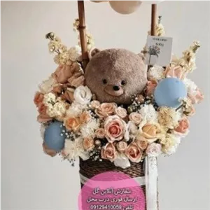 باکس گل رز و لی‌لیوم برای تولد نوزاد