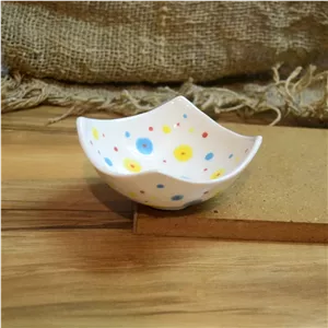 کاسه مربعی سرامیکی مدل دایره رنگی