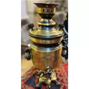 سماور زغالی سه لیتری سطلی مهر شوروی دسته خواب طرح آنتیک
