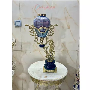 گلدان رومیزی برنزی پایه سنگی پرنس بزرگ مدل نیلوفر