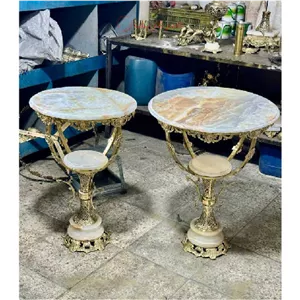 میز زنبوری برنزی گل سرخ قطر دو طبقه