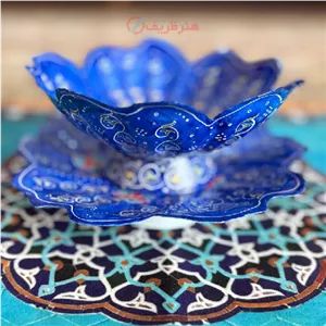 کاسه بشقاب میناکاری جنس مس لعاب شده و کوره رفته