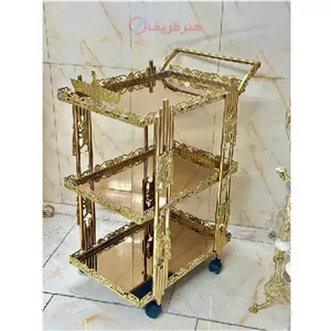 میز بار سه طبقه طرح هخامنشی با حاشیه گل