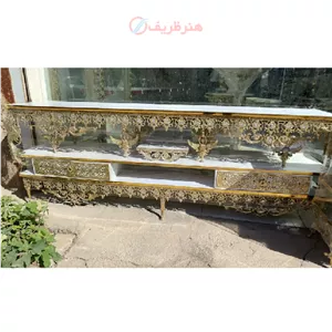 میز تلویزیون برنزی طرح سیمرغ و فرشته دو کشو
