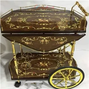 میز بار چوبی برنزی مدل گل دار