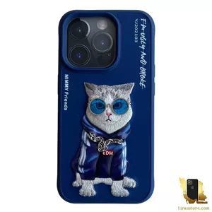 قاب نیمی اصلی گربه آبی گلدوزی آیفون 15 پرو مدل Nimmy YJ-03