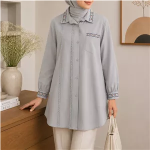 تونیک مانتو الیاف طبیعی گلدوزی شده مدل نگار