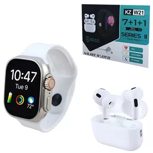 پکیج ساعت هوشمند و هندزفری بلوتوثی مدل KZ-W21 Series 11