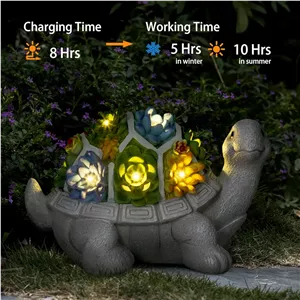 مجسمه لاک پشت تزئینی باغ با چراغ های ال ای دی خورشیدی